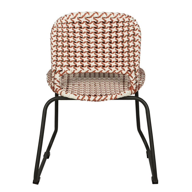 Chaise d'appoint d'extérieur en rotin tissé Luna, Red/White Seat/Black Frame