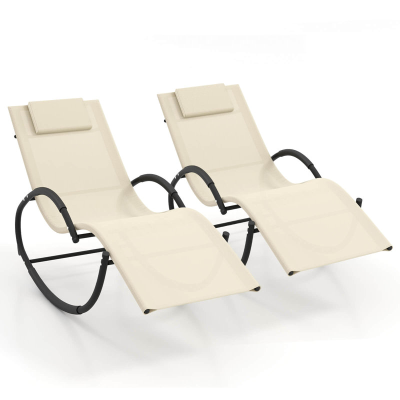Méridienne d'extérieur à bascule 2 pièces Wrought Studio ™ avec dossier et siège respirants amovibles, Beige