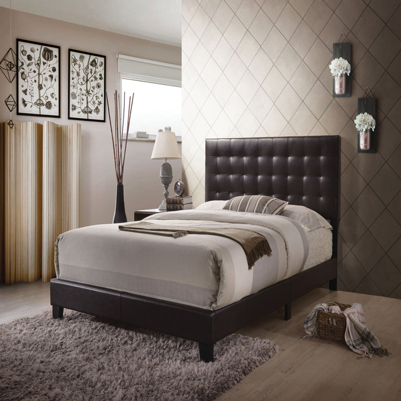 Grand lit en cuir synthétique Masate Espresso