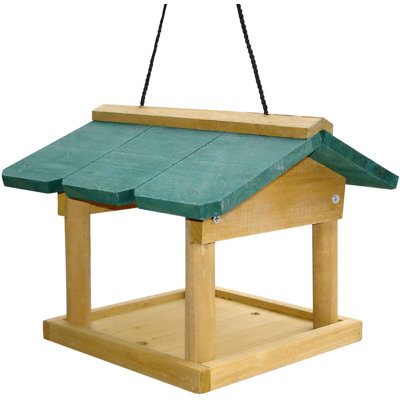 Wood Hanging Tray Bird Feeder