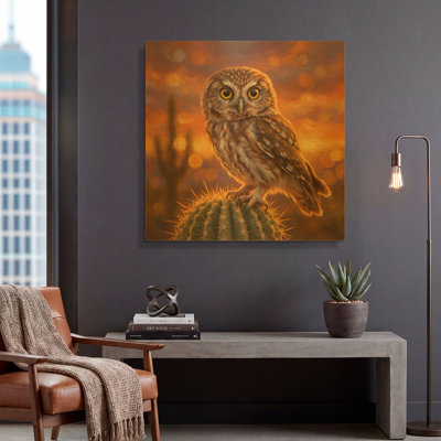Tableau mural en métal doré « Hibou elfe » de Veve, 91,4 cm x 91,4 cm