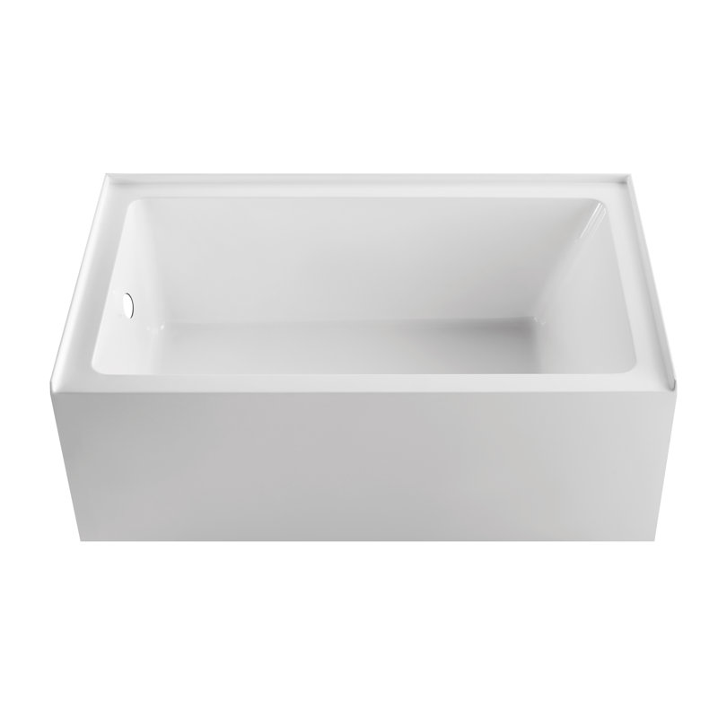 Baignoire alcôve moderne de 60 po x 36 po avec dossier ergonomique et base antidérapante, drain à gauche, blanc brillant - LUXE