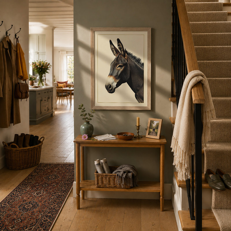 Donkey Study Boho - Framed Print, A4 - 29.7 x 21.0 cm, Oak