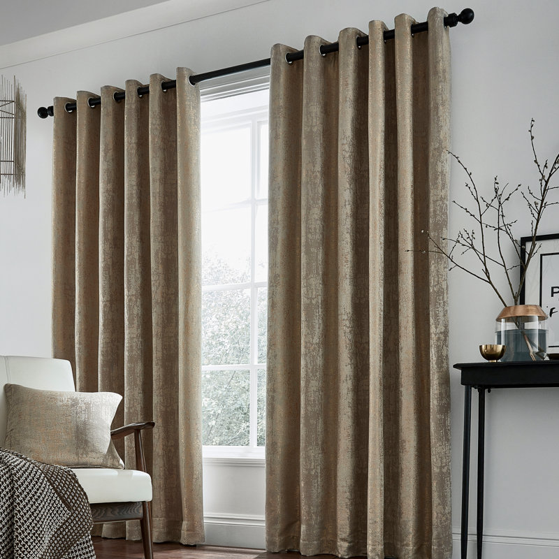 Roma Eyelet Room Darkening Curtains, 167cm Width x 228cm Drop, Truffle