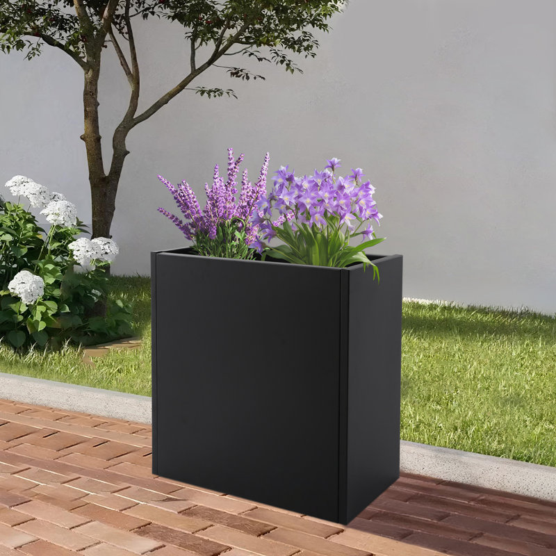 Boîte à fleurs en métal, Noir, H 28 po x l 28 po x P 12 po
