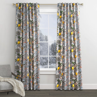 Fancy Hummingbird Patterned  Room Darkening Curtain,Rod Pocket Back Tab Floral Drapes,Set of 2 (Set of 2)