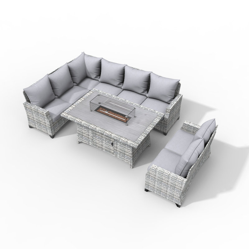 Wicker 8 - Person Patio Conversation Sets with Cushions