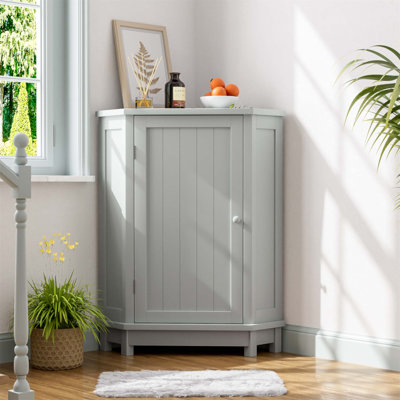 Rangement de coin triangulaire pour armoire de salle de bain avec tablette réglable, conception moderne en panneau de fibres à densité moyenne