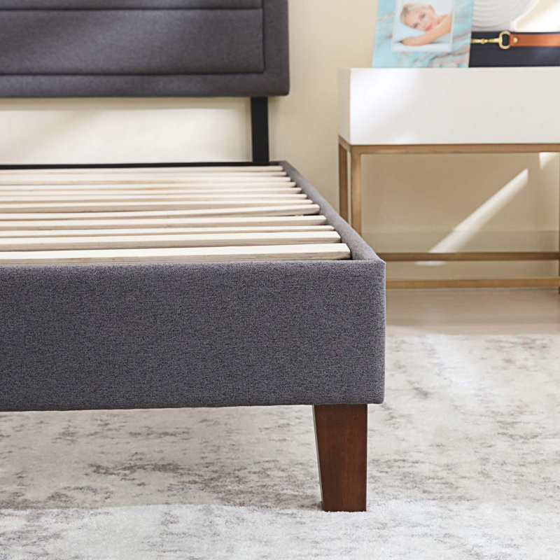 Lit tapissier Groverson, Gris foncé, Simple
