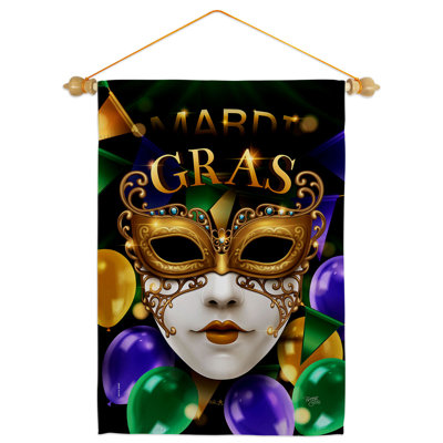 Avo Double Sided 18.5'' H x 13'' W Polyester Mardi Gras Flag Set