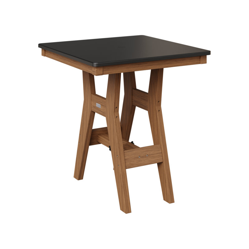 Table de bar carrée 28 po Berlin Gardens Harbor, Acajou antique, H 38,87 po x l 28 po x P 28 po, Noir martelé