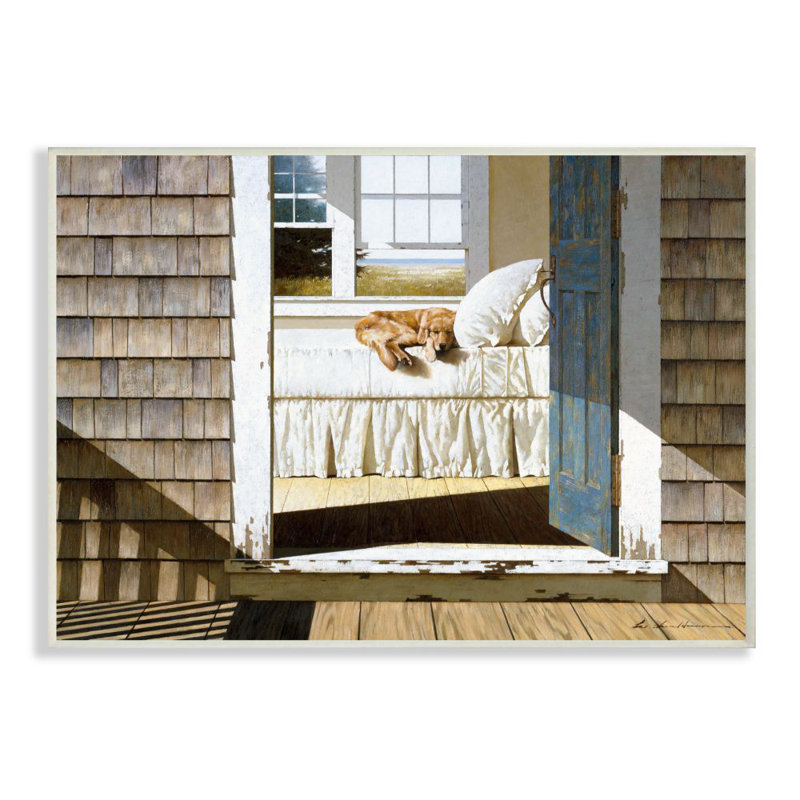 «Dog Nap at Cape House Realistic» par Zhen-Huan Lu - impression d'art graphique, H 10 po x l 15 po x P 0,5 po, Plaque murale