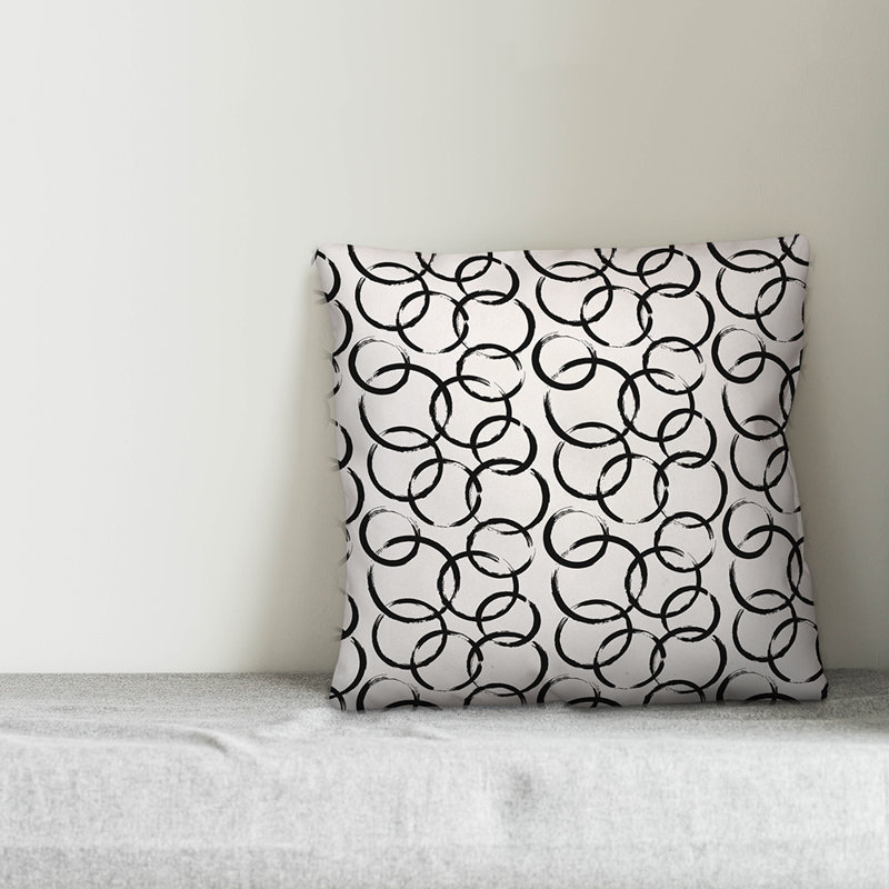 Geometric Throw Pillow, White/Black, 16" x 16"