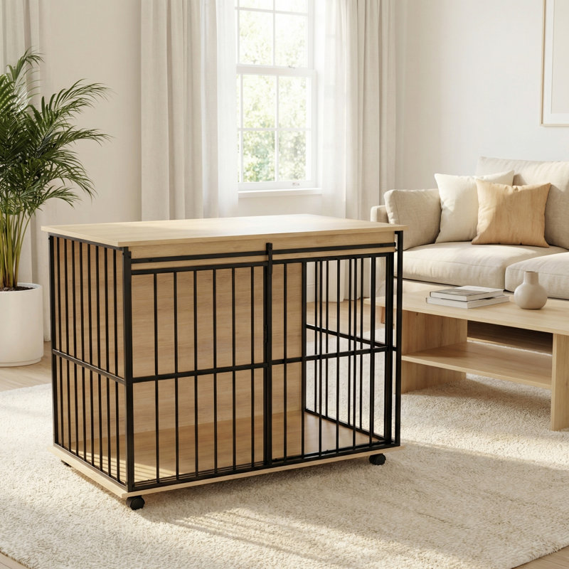 Mobilier pour grande cage avec plateau pour chiens de taille moyenne, Grand (H 32,68 po x l 43,3 po x P 23,23 po)