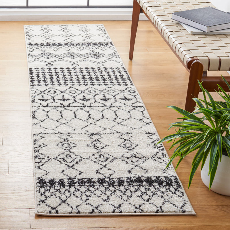 Tapis à motif géométrique noir Cobos, Tapis de couloir 2 pi x 8 pi