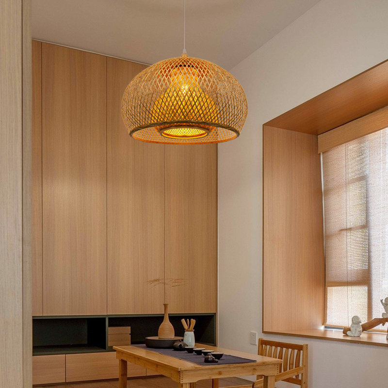 Ledezma 1 - Light Natural Rattan Single Pendant, 11.81" H x 23.6" W x 23.6" D