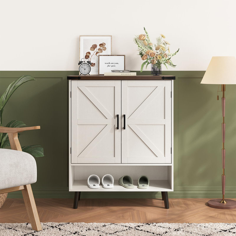Armoire de rangement à chaussures à 5 niveaux avec portes, Blanc