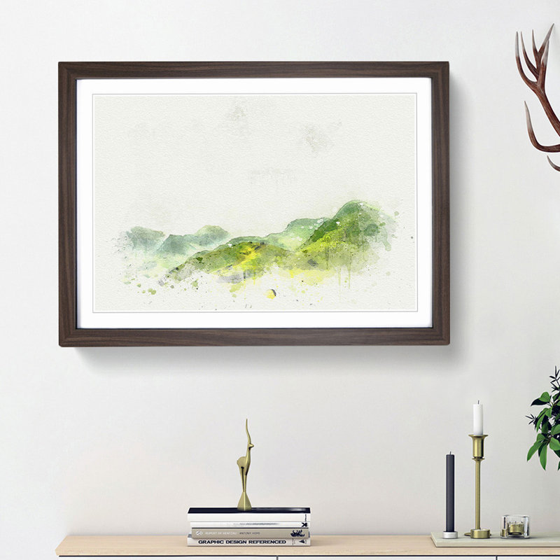 Mountains of the Lake District in Abstract - Framed Print, 48cm H x 65cm W x 2cm D, Walnut Framed