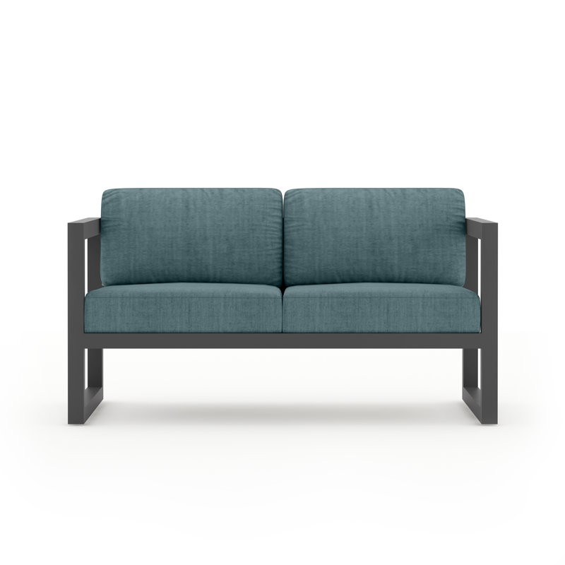 Avion 3 Piece Loveseat Set, Cast Lagoon Sunbrella® Plainweave, Slate