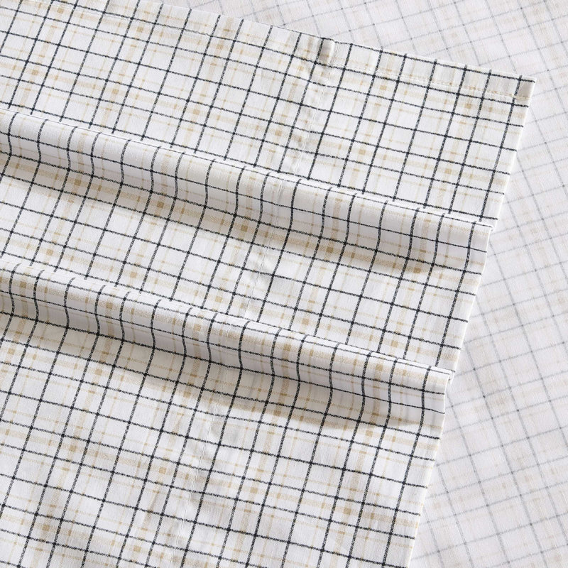 Bradford 200 Thread Count Breathable Cotton Percale Sheet Set, Full Sheet Set with 2 Pillowcases, Malor Plaid