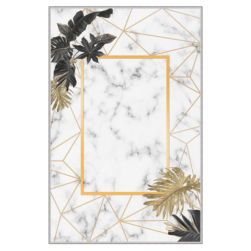 Tapis luxueux, 100% polyester, 23,6 po x 39,4 po | 650 po / m², hauteur de poils de 0,3 po | Antibactérien, envers antidérapant en PVC, lavable à la machine | Impression numérique 3D, parfaite pour le décor du salon et de la chambre à coucher