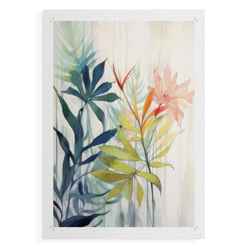 Élégance florale rose et jaune I - impression sur toile seulement - non encadrée, H 18 po x l 12 po