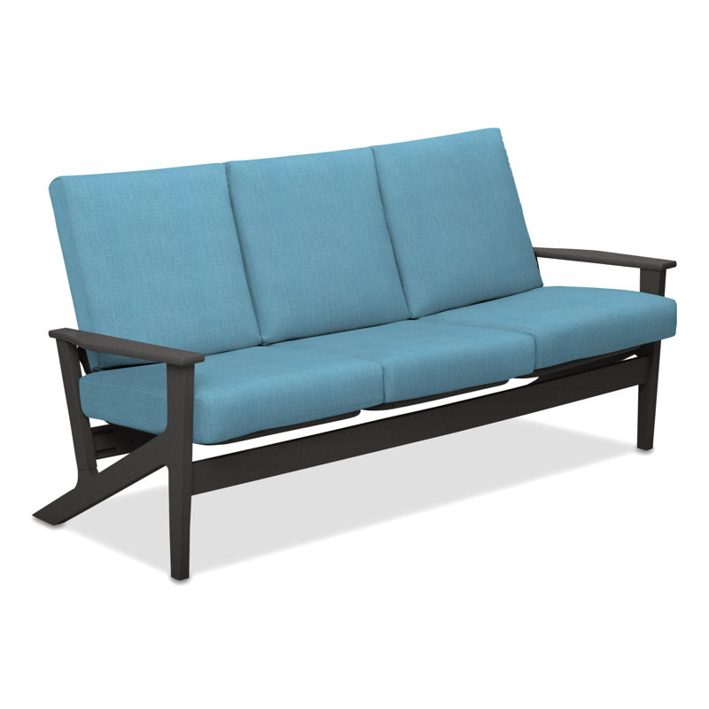 Chrisa 74.5'' Wide Patio Sofa with Cushions, Cast Horizon Sunbrella® Plainweave, Graphite