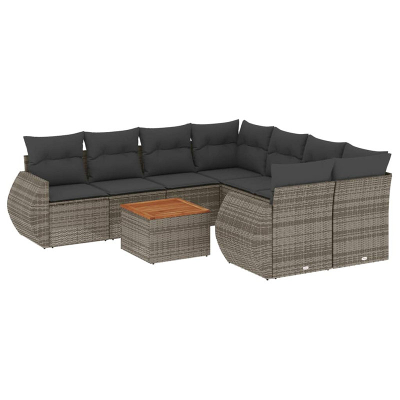 Grand canapé modulaire en rotin PE Vidaxl, Gris