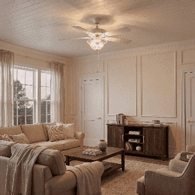 Ventilateur de plafond standard à 5 pales 52 po avec ensemble d'éclairage inclus Garrett