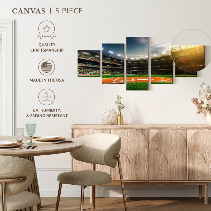 Sunlit Baseball Stadium, H 24 po x l 55 po