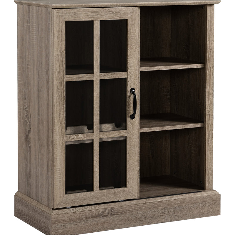 Armoire à vin pour un usage domestique - Gardez vos boissons organisées, capacité de 110 lb, étagère de rangement brun 6 unités, porte coulissante, profondeur 15,25 po