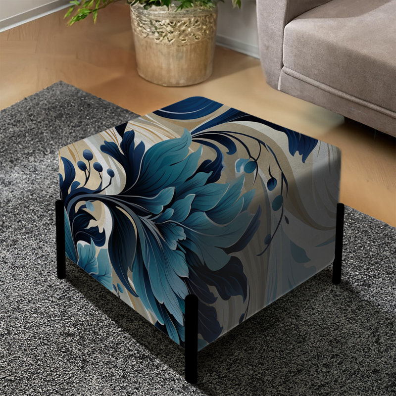Motif floral de style nautique maritime - repose-pieds carré Cottage