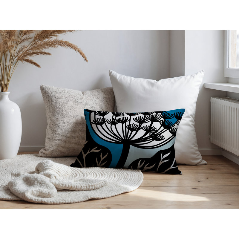 Oreiller rectangulaire réversible intérieur / extérieur Alimi, Rectangle H 14 po x l 20 po, Turquoise
