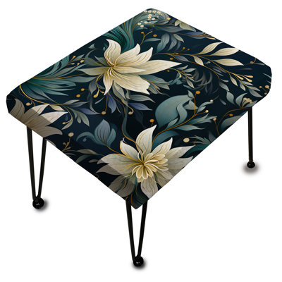 Repose-pieds blanc rectangulaire avec motif floral Zen