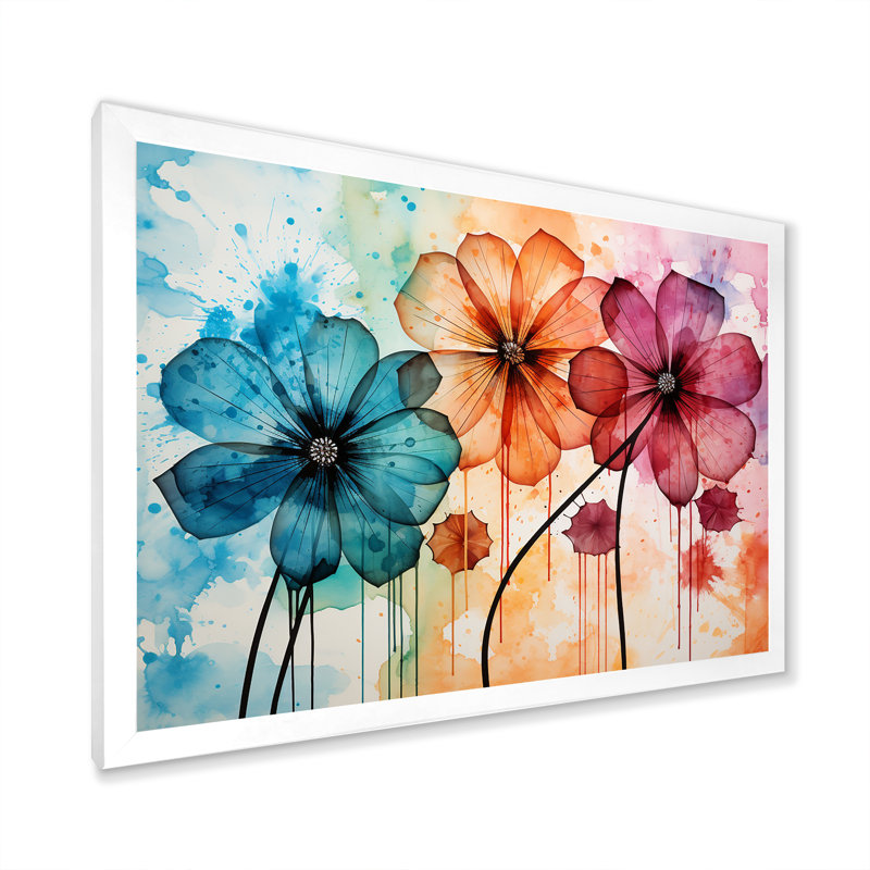 Aquarelle, fleurs sauvages, Wander Meadow - fleurs sauvages, art mural, Cadre de coin blanc fermé, H 12 po x l 20 po x P 1 po