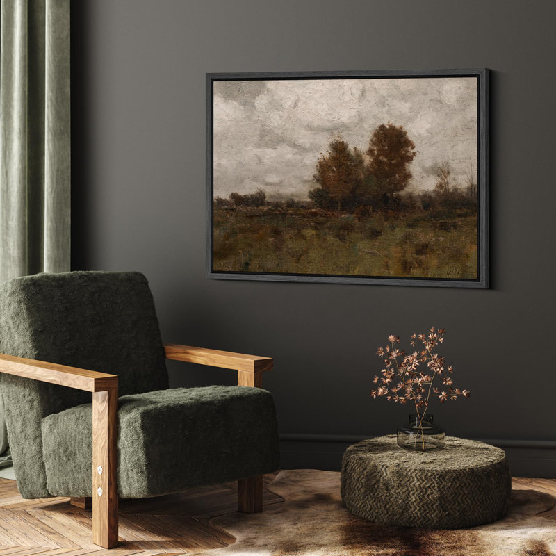 Paysage d'automne couvant, illustrations de scène d'automne maussade, campagne française rustique, Noir, H 36 po x l 24 po