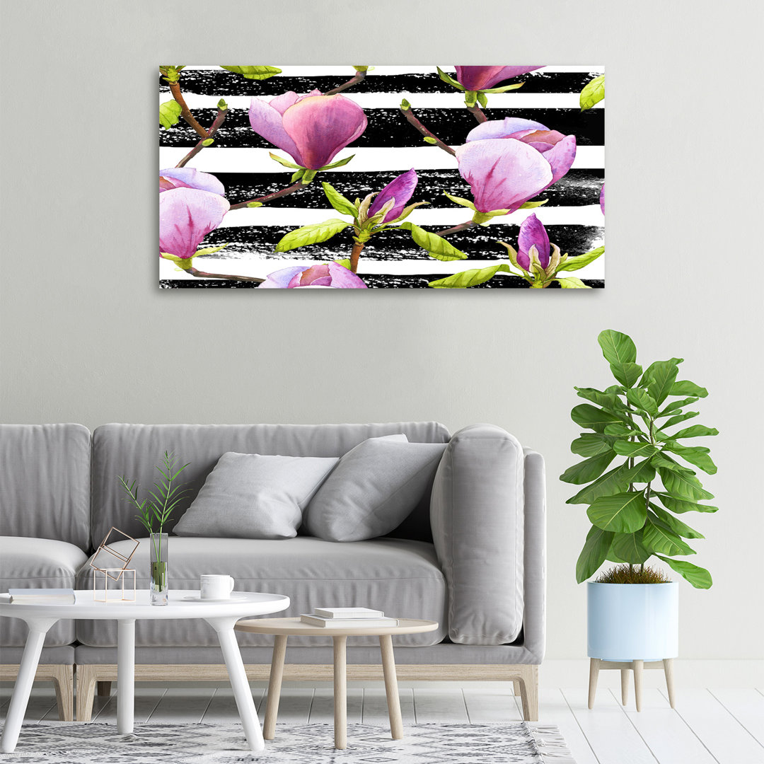 Magnolia Stripes - Ungerahmte Kunstdrucke auf Leinwand