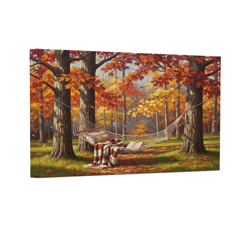 Paysage et nature Automne forêt hamac avec feuilles tombantes, H 24 po x l 36 po
