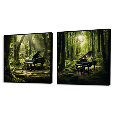 Piano Forest Serenade - Ensemble de 2 collages carrés