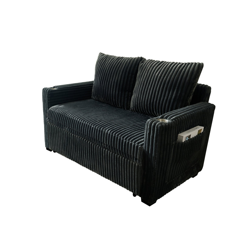 Lit inclinable multifonctionnel en velours côtelé de 53 po Corduroy, réglable en cinq positions, Gris foncé