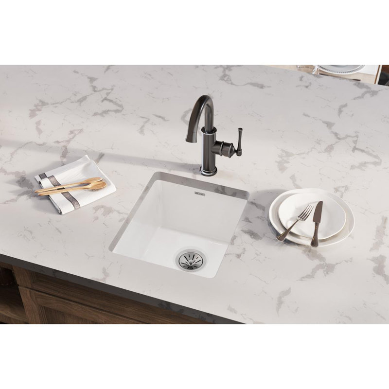 Elkay Fireclay 16" L x 19" W Undermount Bar Sink, White