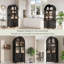 Armoire de cuisine, armoire de rangement arquée de 71 po de hauteur avec porte vitrée, armoires de rangement en bois de style campagnard, tablettes réglables, armoire à tiroirs dissimulée et polyvalente pour la cuisine (NOIR)