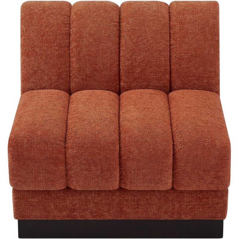 Fauteuil en chenille Quinn, Tissu cognac chenille