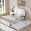 Lit plateforme simple tapissier blanc avec construction et couchette - Rembourrage en molleton doux-460351262-460351261