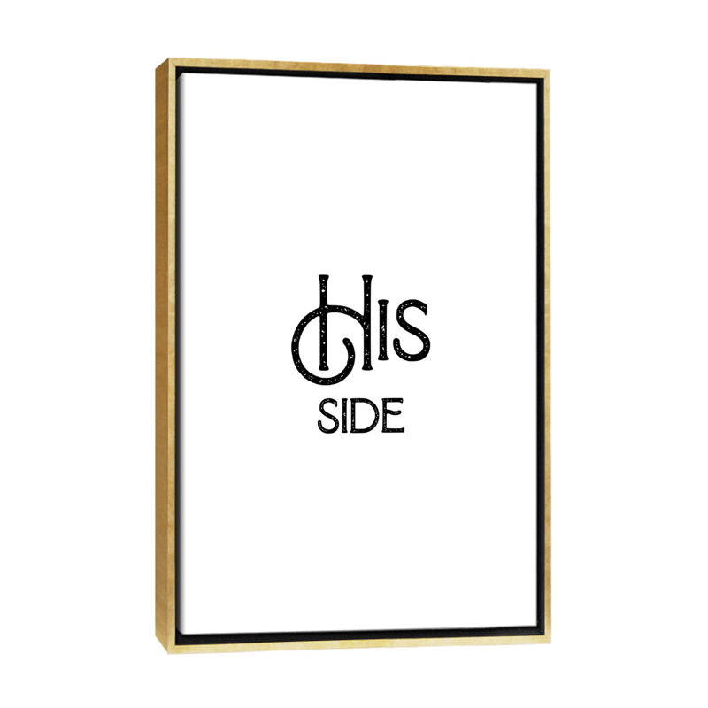 His Side-impression d’art textuel, Pas de tapis, Toile encadrée d'or, H 60 po x l 40po x P 1,5 po