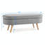 Banc de rangement repose-pieds ovale avec pieds en bois d'hévéa-214707641