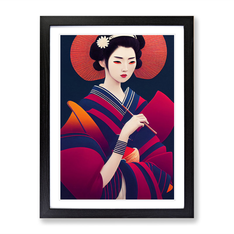 Geisha A Colour No.1 - Single Picture Frame Print, 34cm H x 25cm W x 2cm D, Black