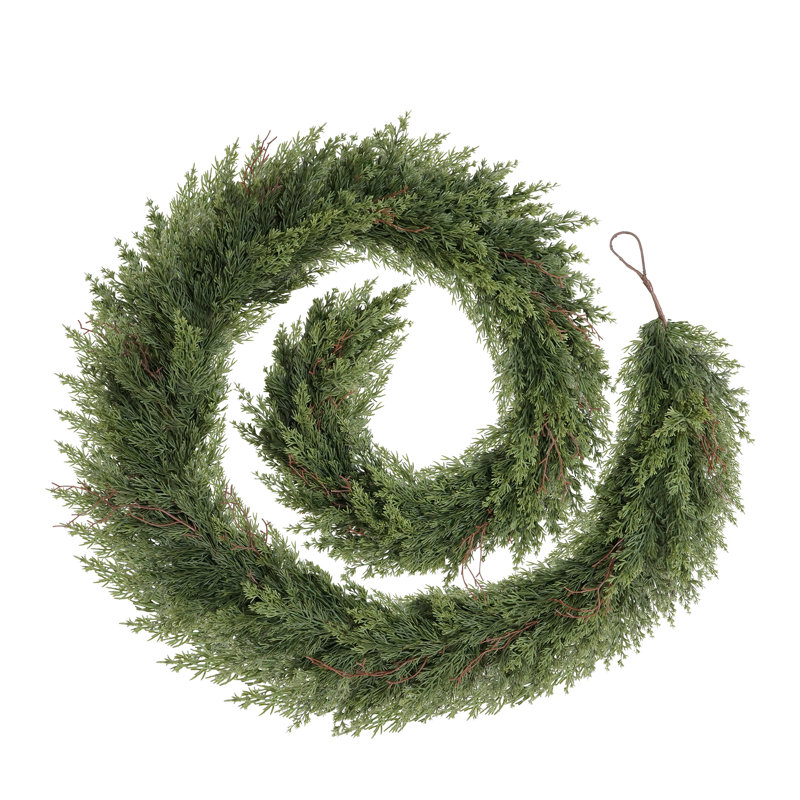 Guirlande de Noël artificielle en cyprès de 3,65 m (lot de 2), aspect réaliste, idéale pour la décoration intérieure et extérieure de Noël.