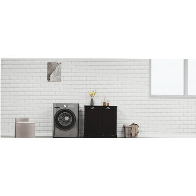 Armoire de trieur de linge à deux compartiments inclinable - blanc