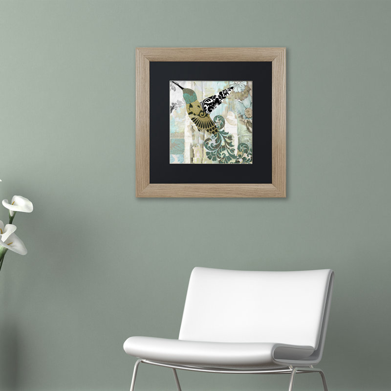 Jadaya «Hummingbird Batik II», impression encadrée, Noir, H 16 po x l 16 po x P 0,5 po, Encadrement brun